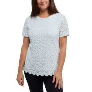 Teddi Rose Lace Short-Sleeve Top - Light Blue